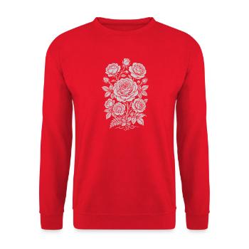 Monochrome Rose Silhouette Bouquet - Unisex Sweatshirt - red - Front - Alina (178cm) & Michal (187cm)