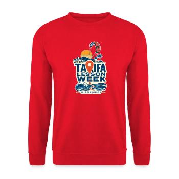 Tarifa Paragliding Week Retro - Unisex Pullover - Rot - Vorne - Alina (178cm) & Michal (187cm)