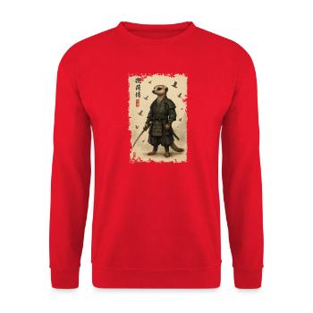 Meerkat Samurai Wüstenkrieger - Unisex Pullover - Rot - Vorne - Alina (178cm) & Michal (187cm)