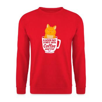 Tabby Katze - Unisex Pullover - Rot - Vorne - Alina (178cm) & Michal (187cm)