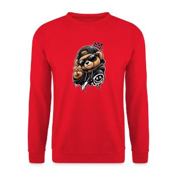 Sweat à capuche Graffiti Panda King - Sweat-shirt Unisexe - rouge - Devant - Alina (178cm) & Michal (187cm)