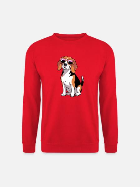 Beagle-Hund mit Sonnenbrille - Unisex Pullover - Rot