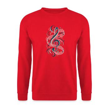 Musik Violinschlüssel Retro Melodie Noten - Unisex Pullover - Rot - Vorne - Alina (178cm) & Michal (187cm)
