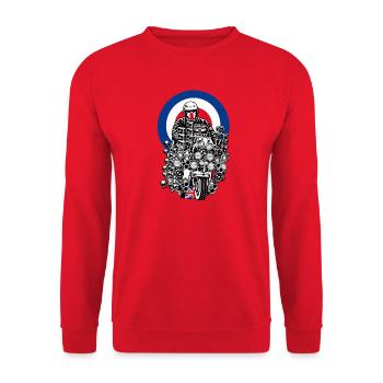 British Mod Scooter - Unisex Pullover - Rot - Vorne - Alina (178cm) & Michal (187cm)
