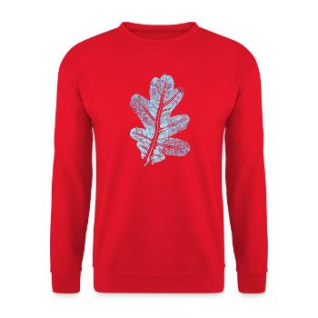 Eichenblatt - Botanik Druck / Blatt - Unisex Pullover - Rot - Vorne - Alina (178cm) & Michal (187cm)
