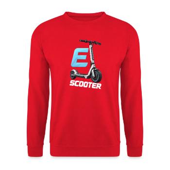 E-Scooter – Elektroroller in Silber und Cyan - Unisex Pullover - Rot - Vorne - Alina (178cm) & Michal (187cm)