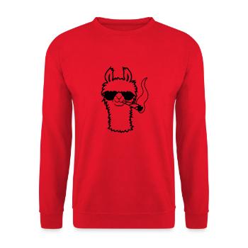 Lama Mit Joint - Unisex Pullover - Rot - Vorne - Alina (178cm) & Michal (187cm)