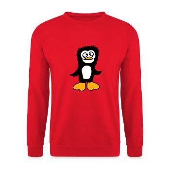 Le pingouin a l’air confus, stupide, drôle, grimace - Sweat-shirt Unisexe - rouge - Devant - Alina (178cm) & Michal (187cm)