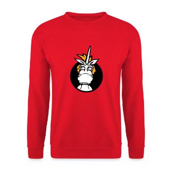 Unicorn Silly Funny Funny Funny Hole Cartoon - Unisex Sweatshirt - red - Front - Alina (178cm) & Michal (187cm)