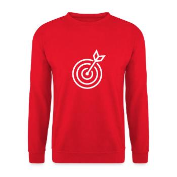 Zielscheibe mit Pfeil - Unisex Pullover - Rot - Vorne - Alina (178cm) & Michal (187cm)