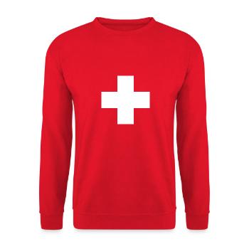 Schweiz Nationalflagge Kreuz - Unisex Pullover - Rot - Vorne - Alina (178cm) & Michal (187cm)