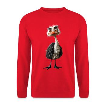 Straußenvogel #lovely toons - Unisex Pullover - Rot - Vorne - Alina (178cm) & Michal (187cm)