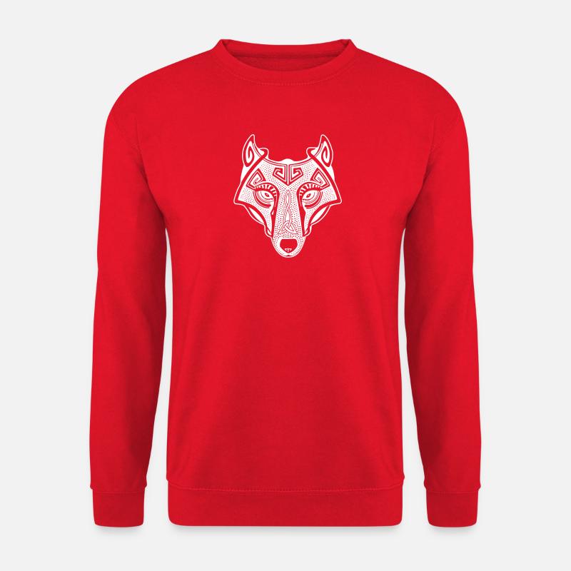 Wikingerwolf Fenrir valhalla weiß - Unisex Pullover - Rot