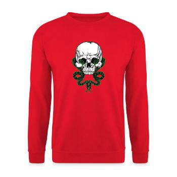 Crâne avec deux serpents - Sweat-shirt Unisexe - rouge - Devant - Alina (178cm) & Michal (187cm)