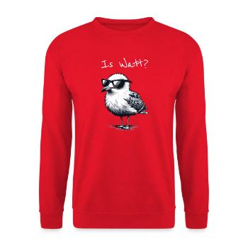 Is Watt Coole Möwe Urlaub Nordsee - Unisex Pullover - Rot - Vorne - Alina (178cm) & Michal (187cm)