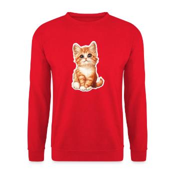 Chaton mignon - Sweat-shirt Unisexe - rouge - Devant - Alina (178cm) & Michal (187cm)