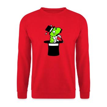 Caterpillar Sir Mr rich monocle top hat magician - Unisex Sweatshirt - red - Front - Alina (178cm) & Michal (187cm)