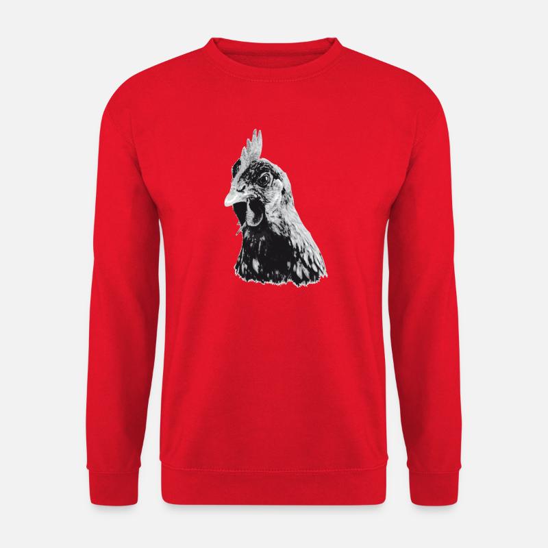 Ausdrucksstarkes Huhn Porträt - Unisex Pullover - Rot