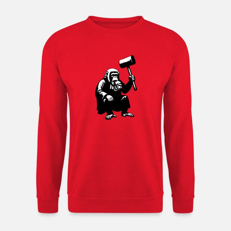 Affenrichter mit Riesen-Hammer - Unisex Pullover - Rot