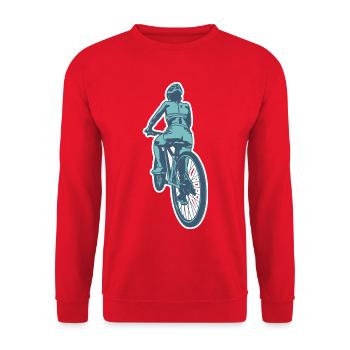 Radfahrerin - Unisex Pullover - Rot - Vorne - Alina (178cm) & Michal (187cm)