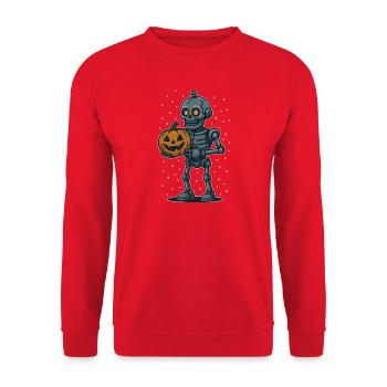 Skeleton with Pumpkin Halloween Cartoon - Unisex Sweatshirt - red - Front - Alina (178cm) & Michal (187cm)