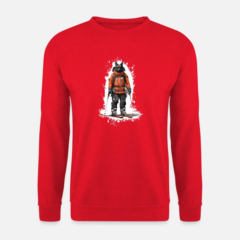 Schäferhund Hund Ski Skifahren - Unisex Pullover - Rot