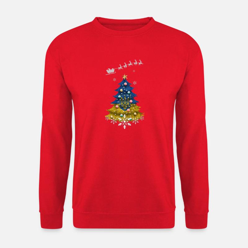 Weihnachtsbaum mit ukrainischer Flagge - Unisex Pullover - Rot