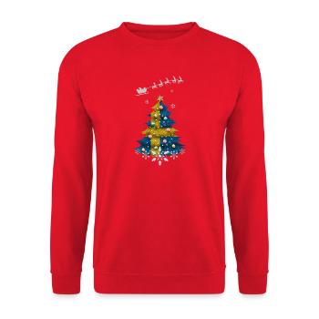 Weihnachtsbaum mit Schweden-Flagge - Unisex Pullover - Rot - Vorne - Alina (178cm) & Michal (187cm)