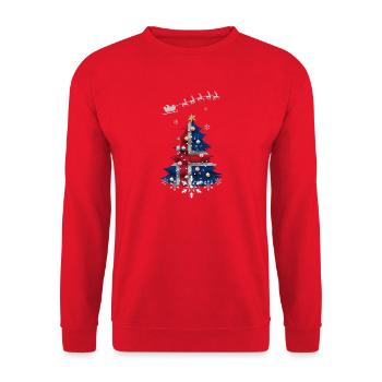 Sapin de Noël avec drapeau islandais - Sweat-shirt Unisexe - rouge - Devant - Alina (178cm) & Michal (187cm)