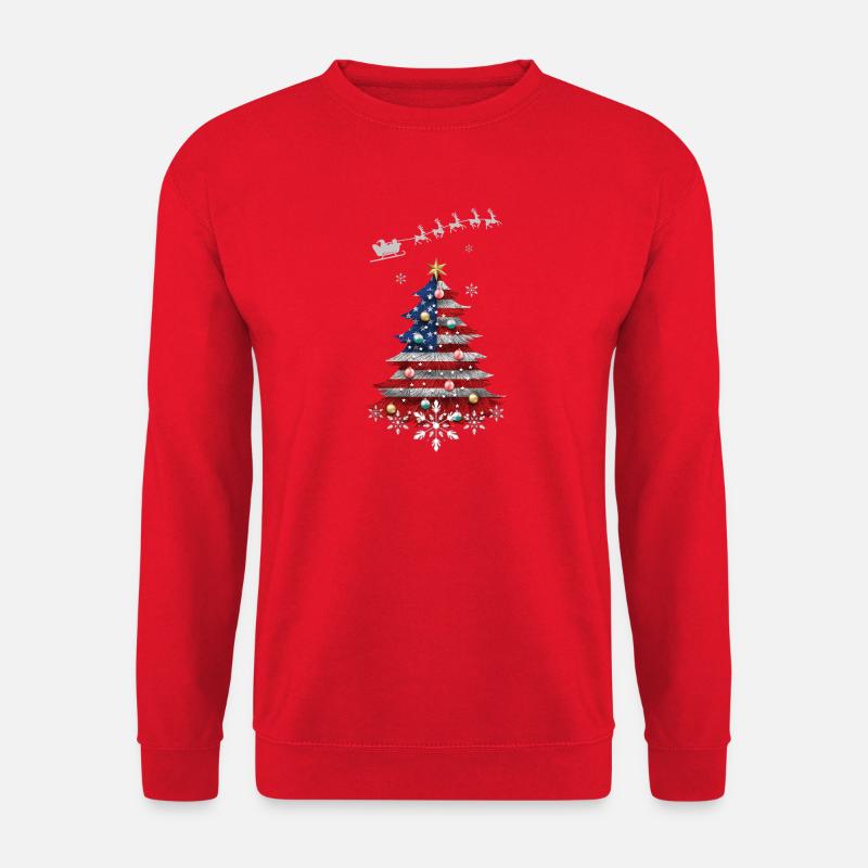 Christmas tree with USA flag - Unisex Sweatshirt - red