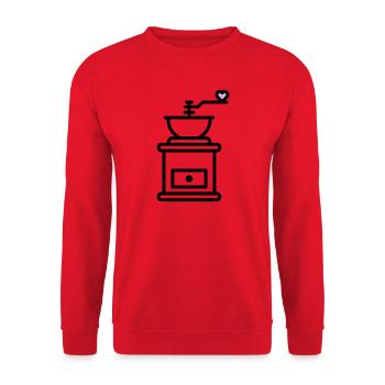 Coffee Love: Coffee Grinder with Heart Vector - Unisex Sweatshirt - red - Front - Alina (178cm) & Michal (187cm)