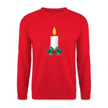 Weihnachtskerze & Stechpalme - Unisex Pullover - Rot - Vorne - Alina (178cm) & Michal (187cm)
