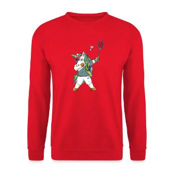 Dabping de la licorne de badminton : design sportif drôle - Sweat-shirt Unisexe - rouge - Devant - Alina (178cm) & Michal (187cm)