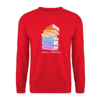 Lesen Bibliothek Leseratte - Unisex Pullover - Rot - Vorne - Alina (178cm) & Michal (187cm)