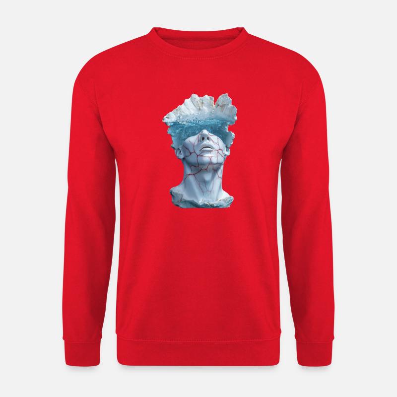 surreale Marmorstatuenbüste - Unisex Pullover - Rot