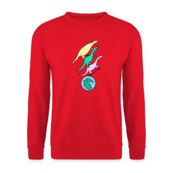 Skater_Dinos - Unisex Pullover - Rot - Vorne - Alina (178cm) & Michal (187cm)