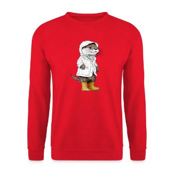 Cute Otter in Raincoat & Boots - Unisex Sweatshirt - red - Front - Alina (178cm) & Michal (187cm)