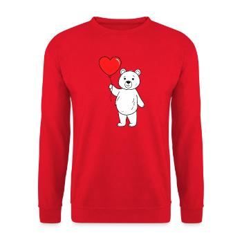 Bear with heart balloon - Unisex Sweatshirt - red - Front - Alina (178cm) & Michal (187cm)