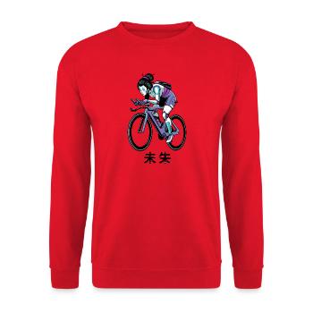 Neon Cyborg geisha Cyclist - Unisex Sweatshirt - red - Front - Alina (178cm) & Michal (187cm)