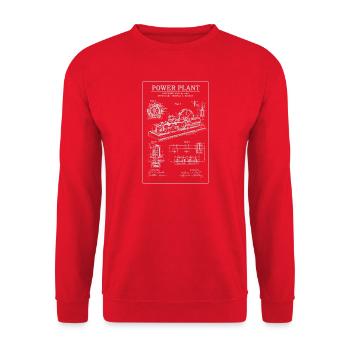 Industrie-Blueprint-Kraftwerk - Unisex Pullover - Rot - Vorne - Alina (178cm) & Michal (187cm)