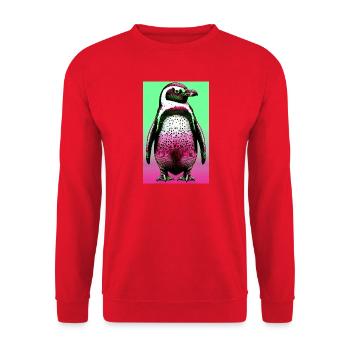 penguin - Unisex Sweatshirt - red - Front - Alina (178cm) & Michal (187cm)