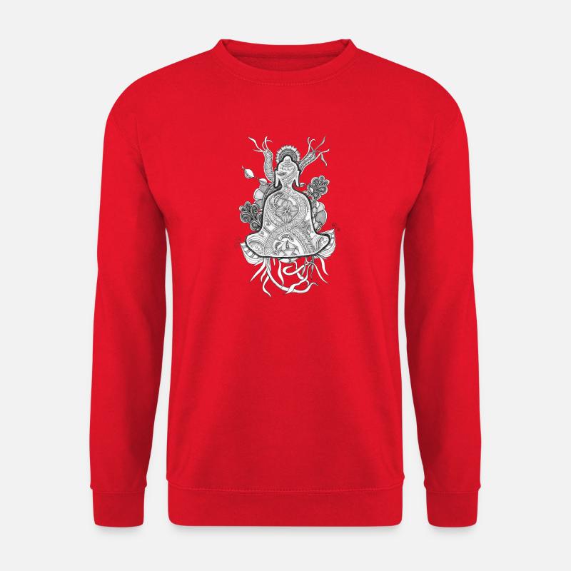 Tranzending Buddha meditating hand-drawn - Unisex Sweatshirt - red