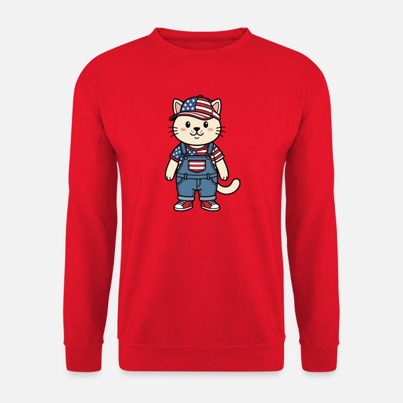 Amerika-Katze - Unisex Pullover - Rot