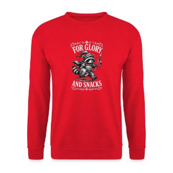 Chevalier raton laveur : Gloire et Snacks - Sweat-shirt Unisexe - rouge - Devant - Alina (178cm) & Michal (187cm)