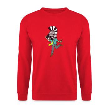 Festive Zebra Mask in Motion - Unisex Sweatshirt - red - Front - Alina (178cm) & Michal (187cm)