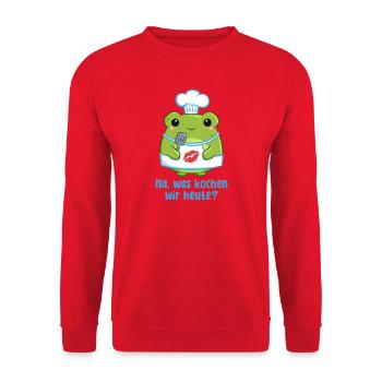 Kochfrosch Küchenchef - Na, was kochen wir heute? - Unisex Pullover - Rot - Vorne - Alina (178cm) & Michal (187cm)