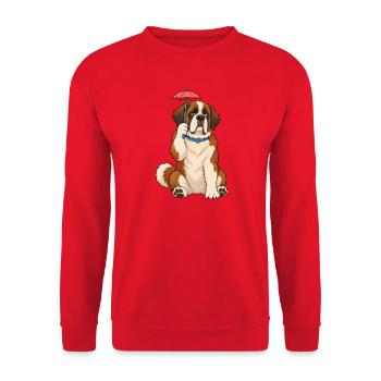 Bernhardiner winziger Regenschirm - Unisex Pullover - Rot - Vorne - Alina (178cm) & Michal (187cm)