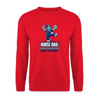Nurse Dad Doppelt Erschöpft Doppelt Im Einsatz - Unisex Pullover - Rot - Vorne - Alina (178cm) & Michal (187cm)