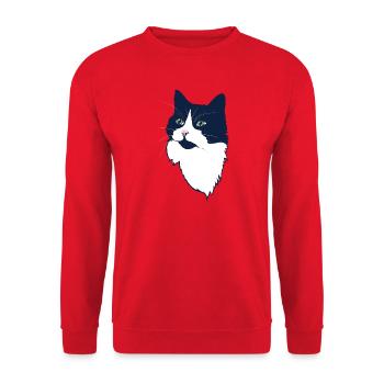 Mitternachts-Tuxedo-Katzenporträt - Unisex Pullover - Rot - Vorne - Alina (178cm) & Michal (187cm)