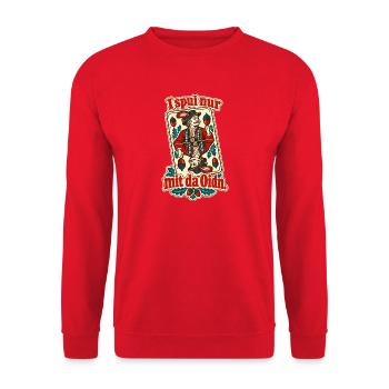 Schafkopf mit da Oidn - Unisex Pullover - Rot - Vorne - Alina (178cm) & Michal (187cm)